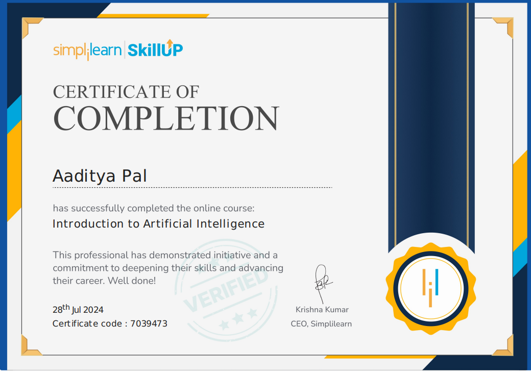 Intriduction to AI Certificate